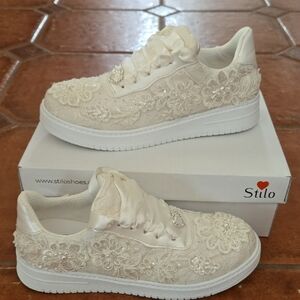 Ivory Lace Women's Bridal Sneakers